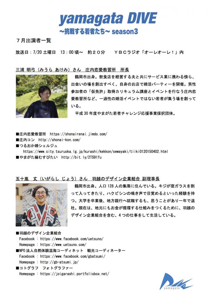 2019年7月出演者紹介
